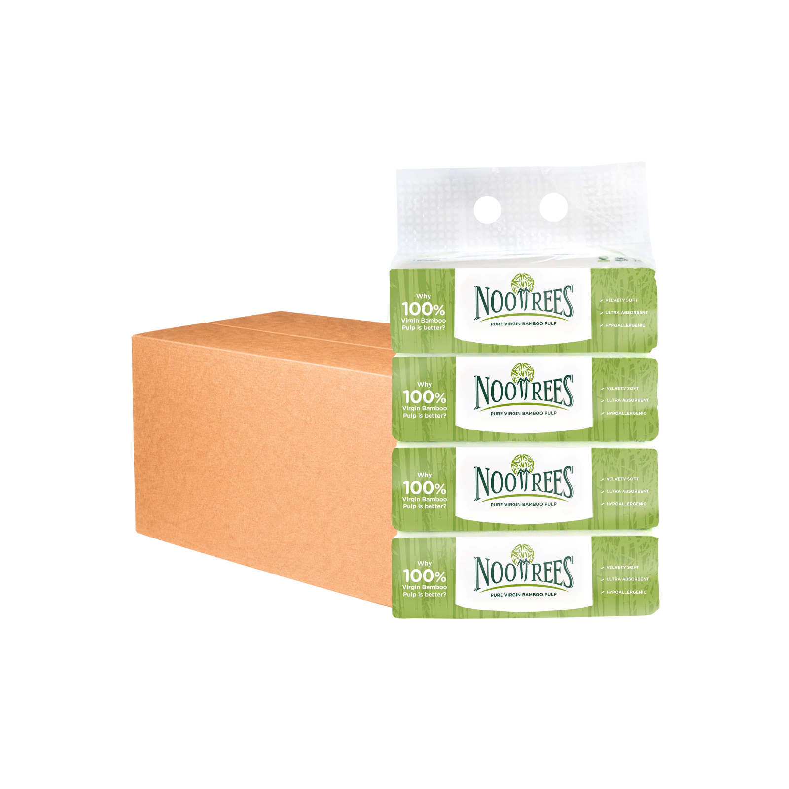 NooTrees Bamboo 2-Ply Facial Tissue Soft Pack (4 Packs x 170 Sheets) x 12