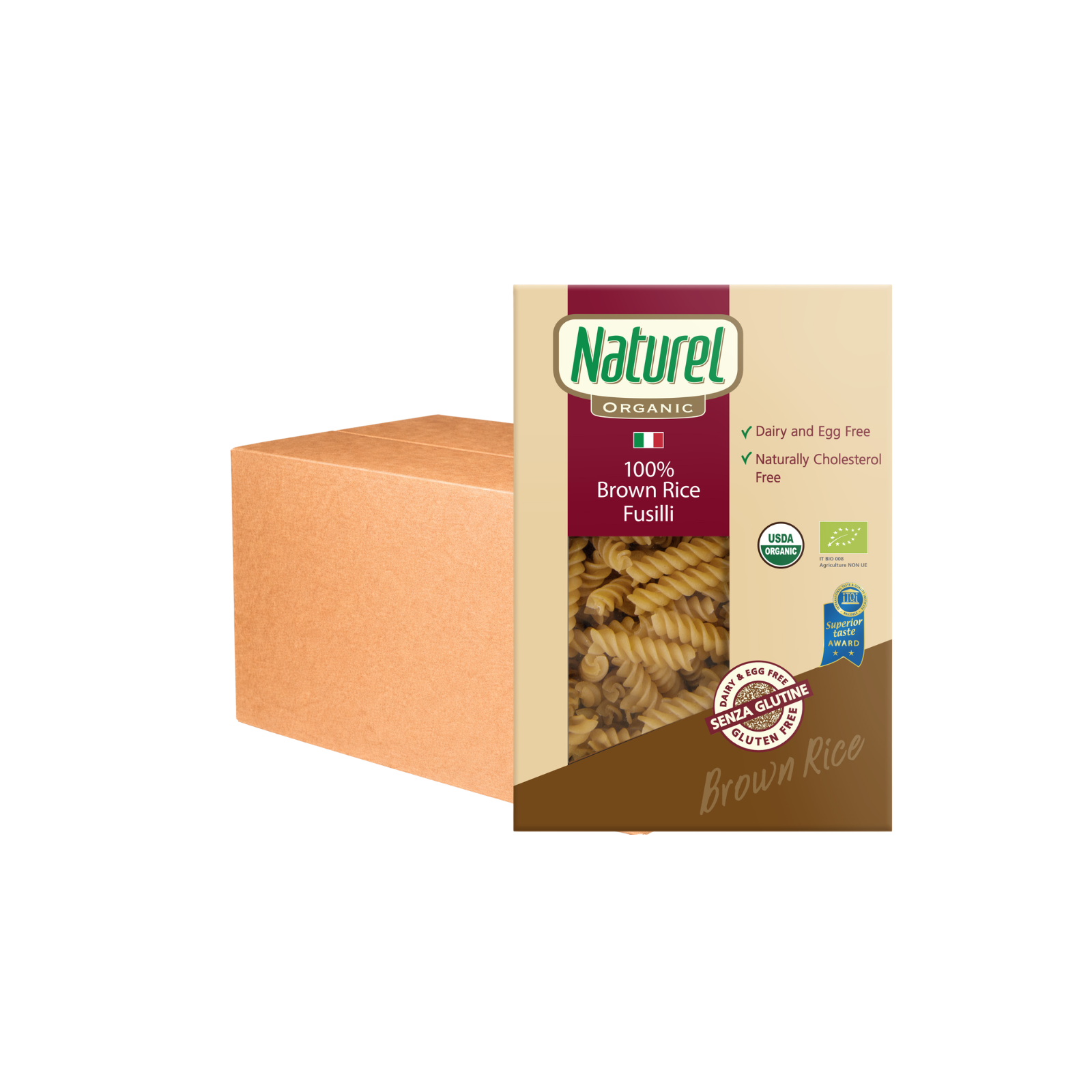 Naturel Organic Gluten-Free Brown Rice Fusilli 250g x 12