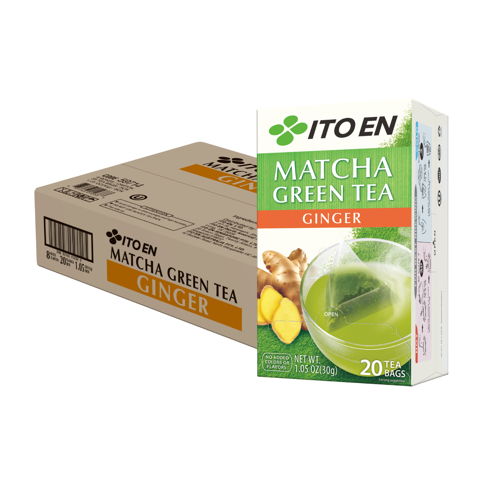 Ito En Matcha Green Tea Bags 20s x 8 - Ginger