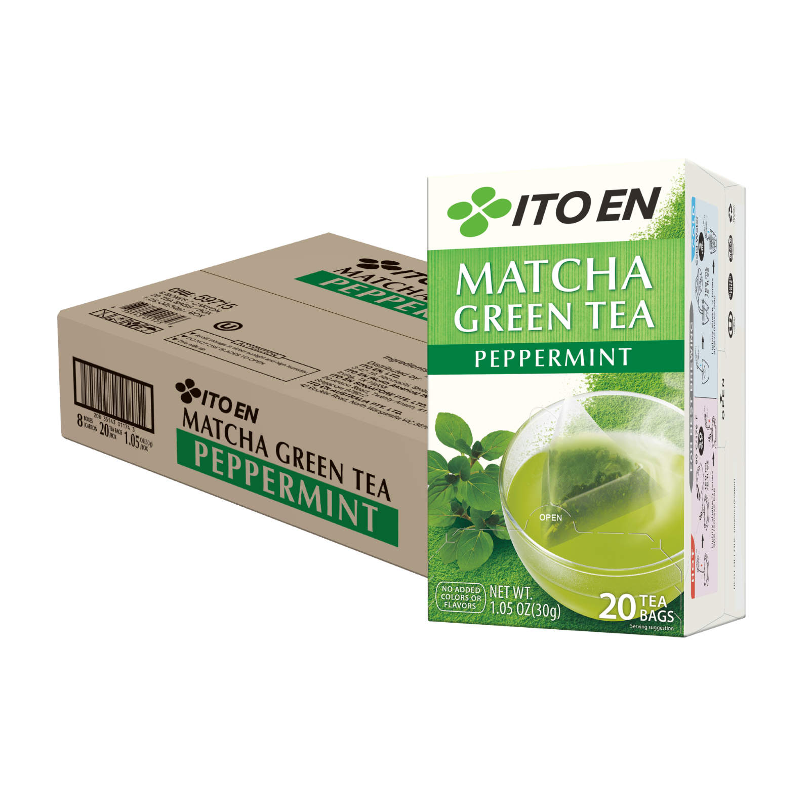 Ito En Matcha Green Tea Bags 20s x 8 - Peppermint