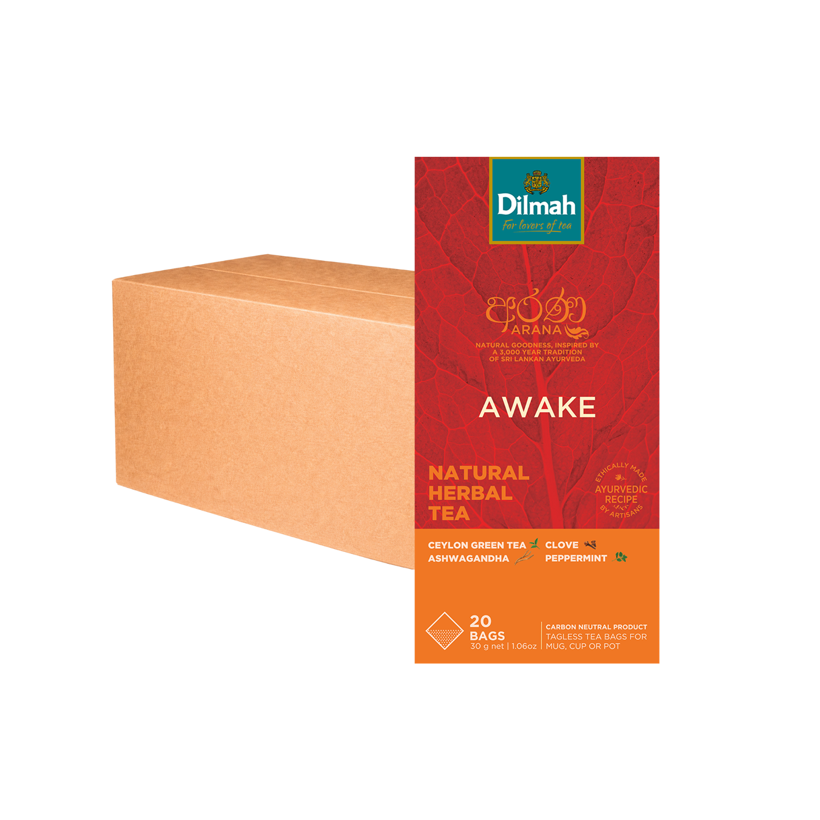 Dilmah Arana Natural Herbal Infusion Tea Bags (1.5g x 20s) x 12 - Awake