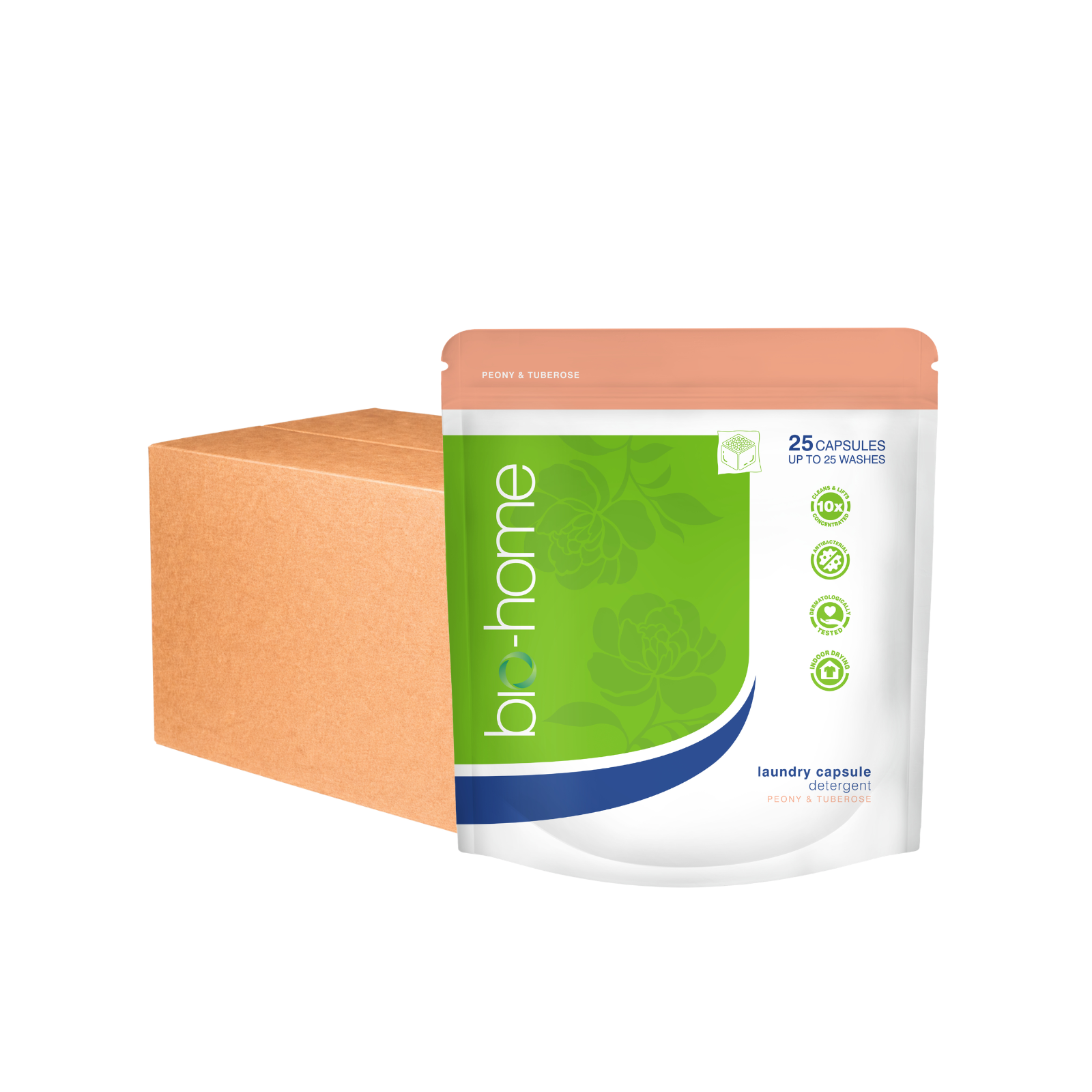bio-home Laundry Capsule Detergent 25pc x 10 - Peony & Tuberose