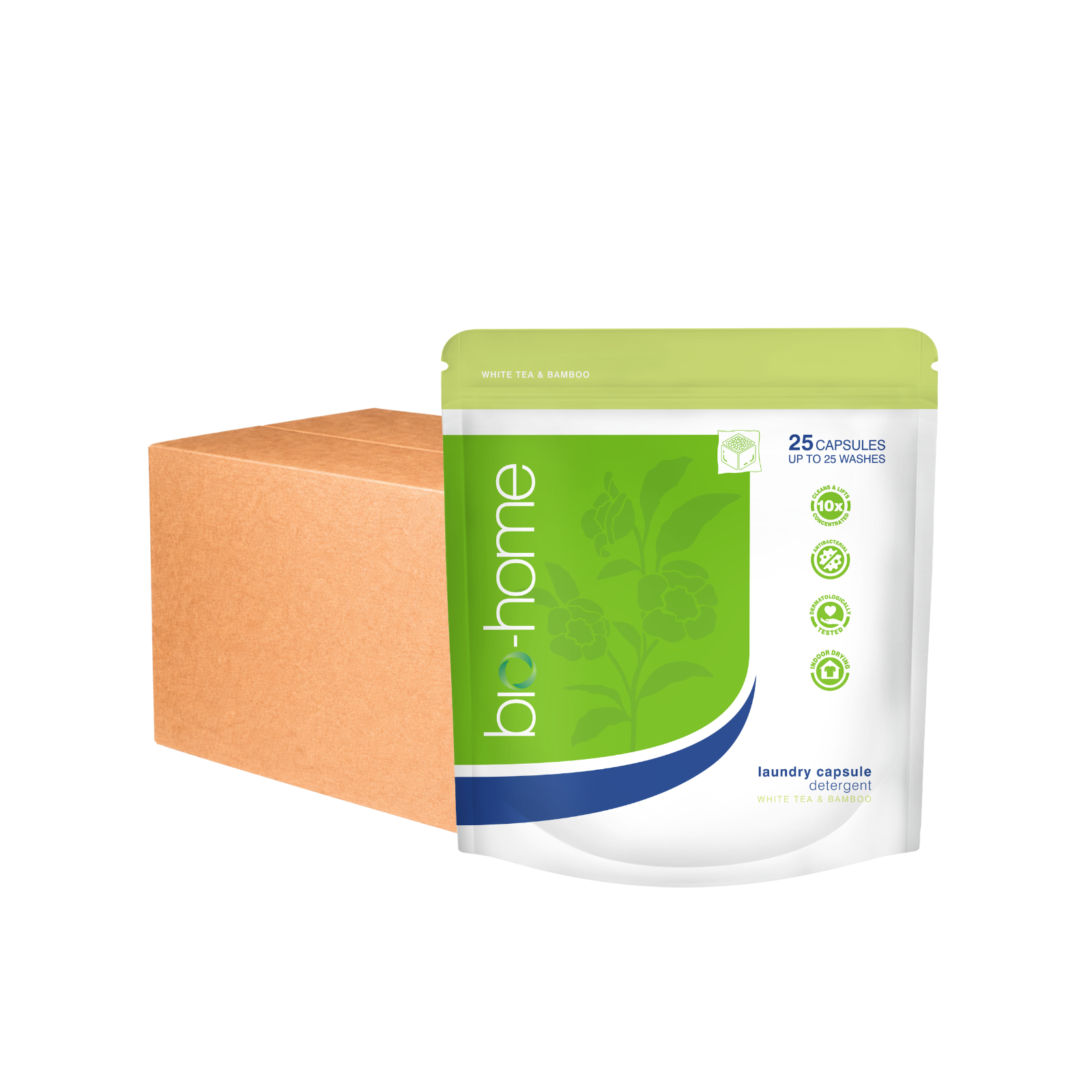 bio-home Laundry Capsule Detergent 25pc x 10 - White Tea & Bamboo