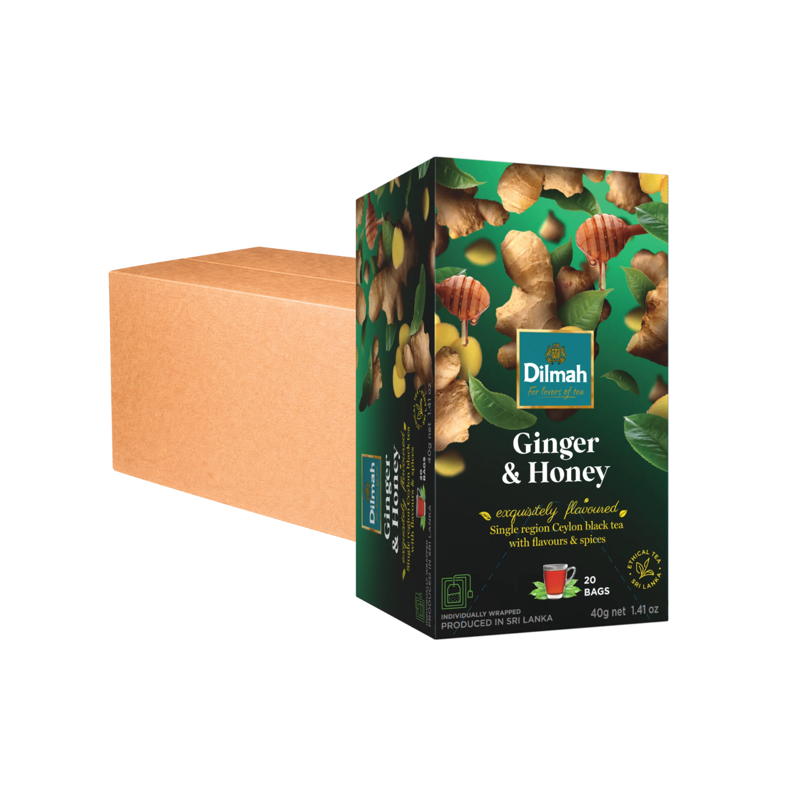 Dilmah Ginger & Honey Tea Bags (1.5g x 20s) x 12